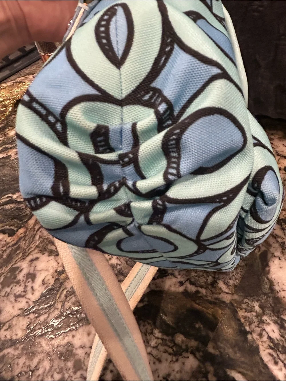 Coach Y2K Light-Blue and Black Poppy 3D Op Art Groovy Shoulder Bag